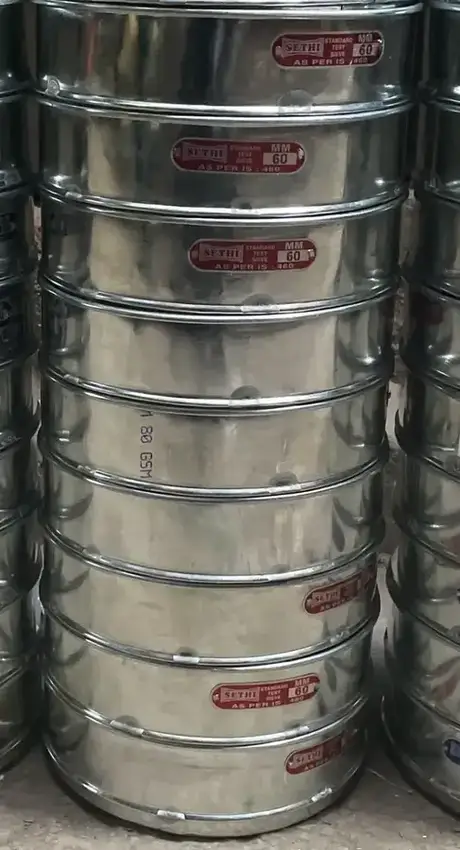 Stainless steel laboratory test sieve stack for particle size analysis